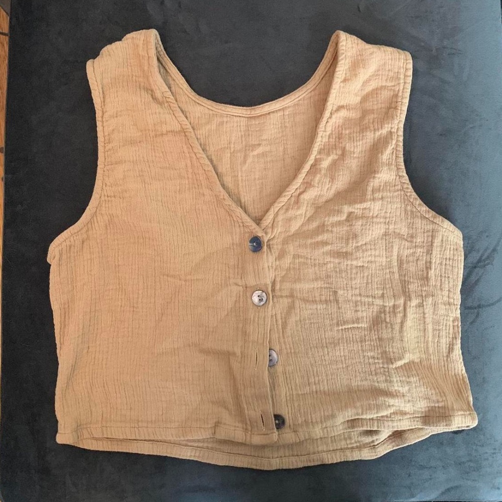 fashion brand company - 70s style tan and cream vest top